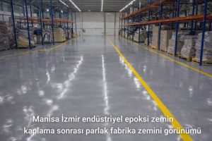 Manisa İzmir epoksi zemin kaplama uygulaması yapılan endüstriyel fabrika zemini