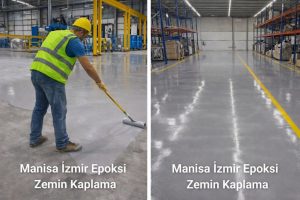 Manisa İzmir endüstriyel epoksi zemin kaplama sonrası parlak fabrika zemini görünümü